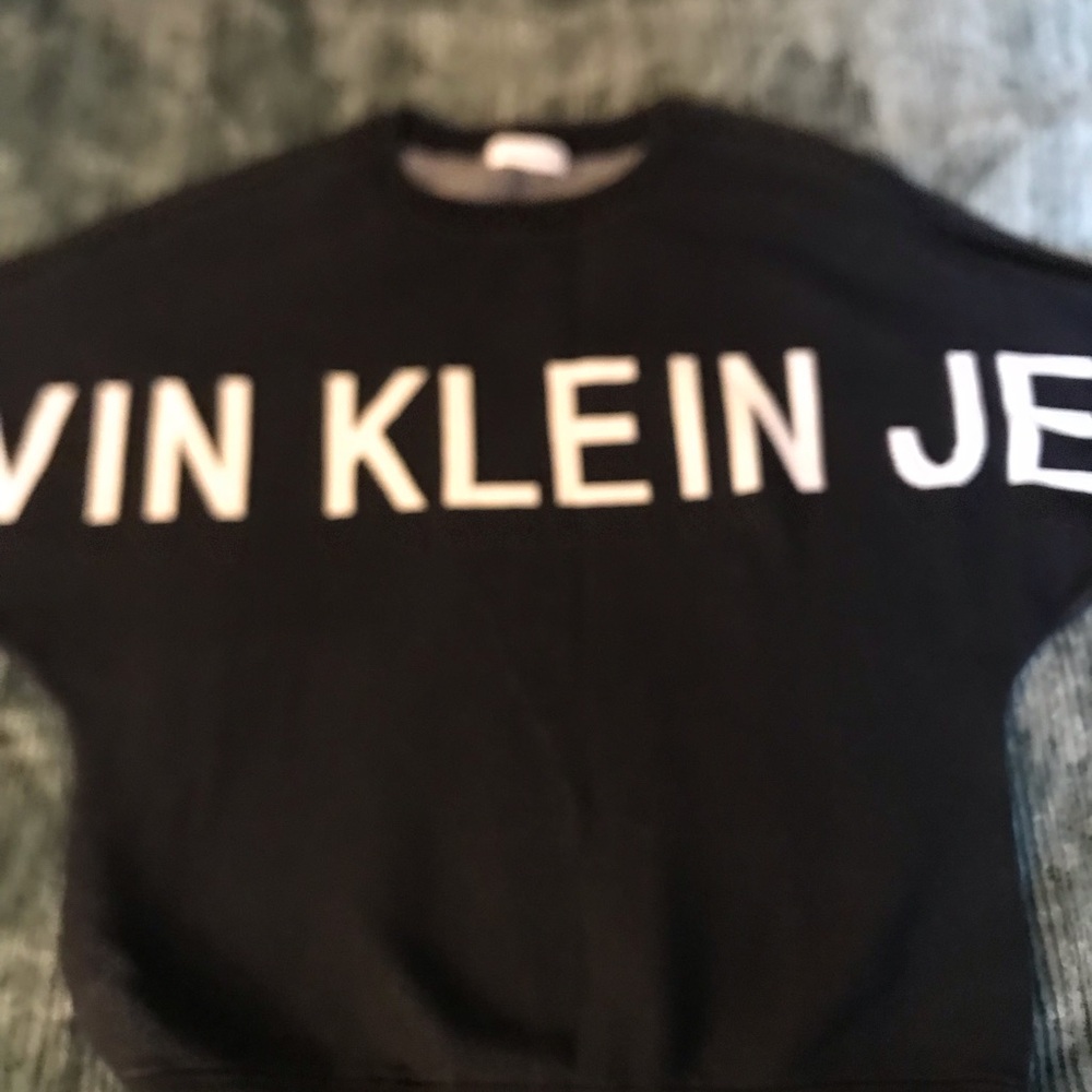 Calvin Klein Jeans Black Crewneck with White Logo